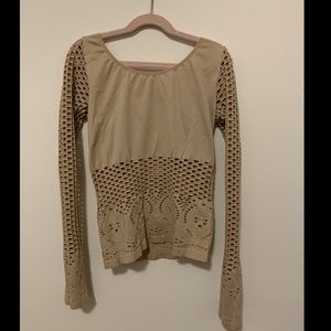 Nude/Beige spandex cutout top M